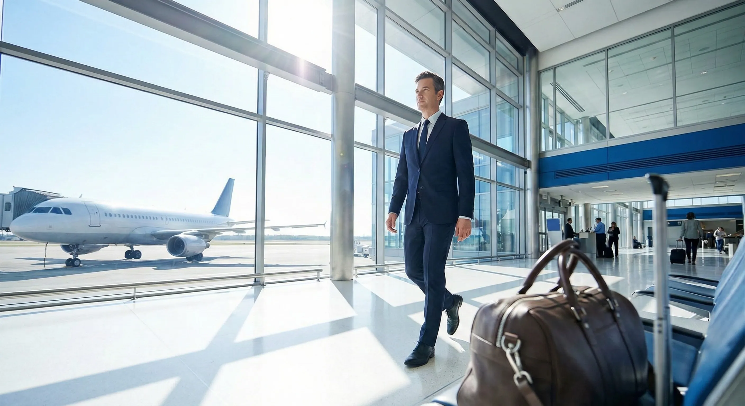Equipo ejecutivo en viaje corporativo